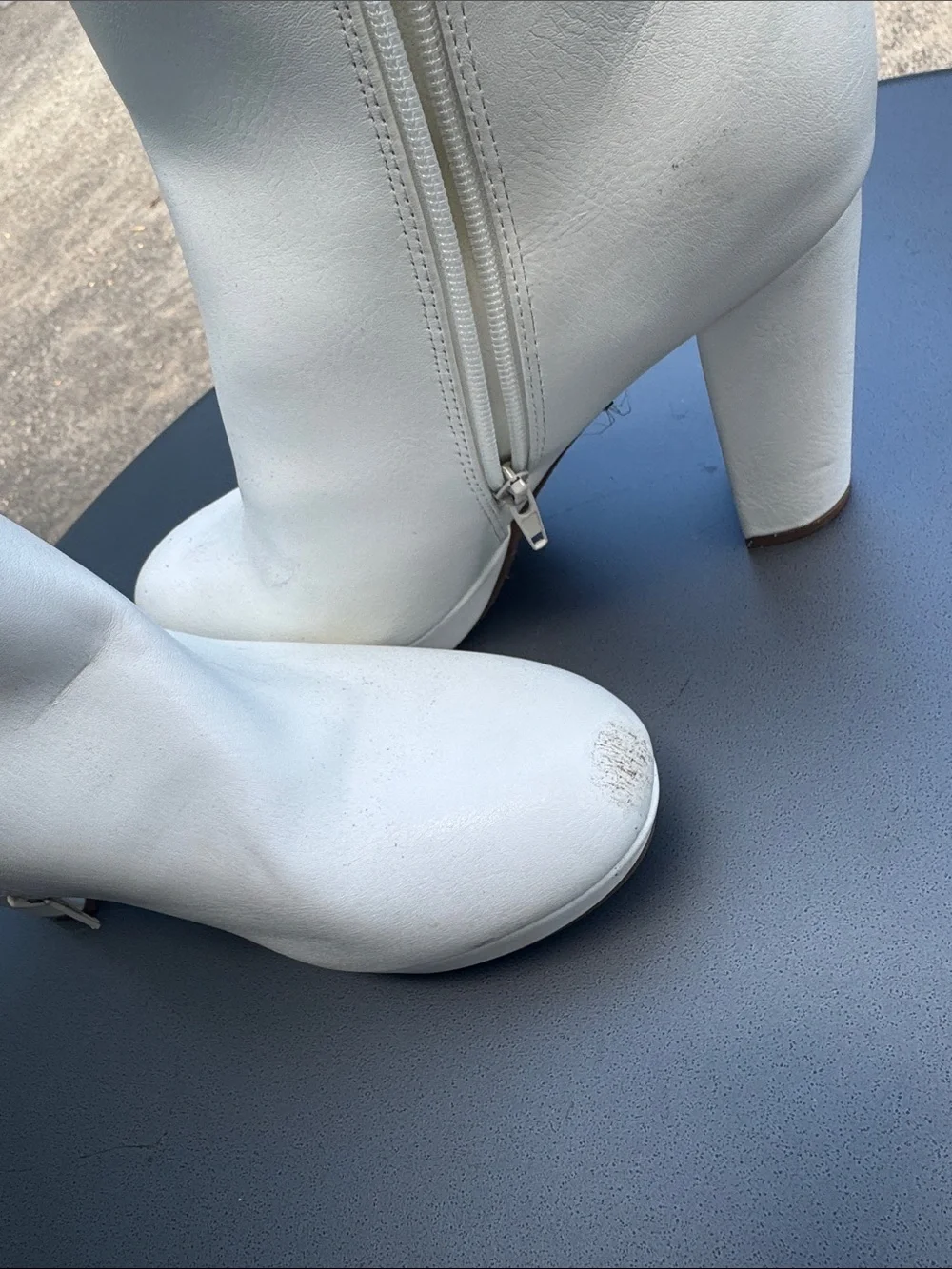 Dream Pairs White Platform Block Heel Ankle Boots